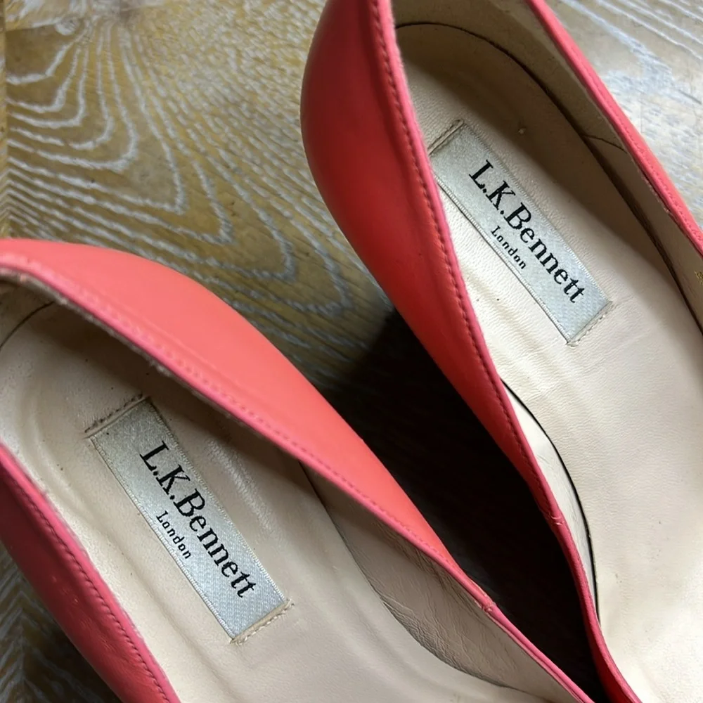 L.K. BENNETT Coral Leather Espadrille Wedge Sandals 38